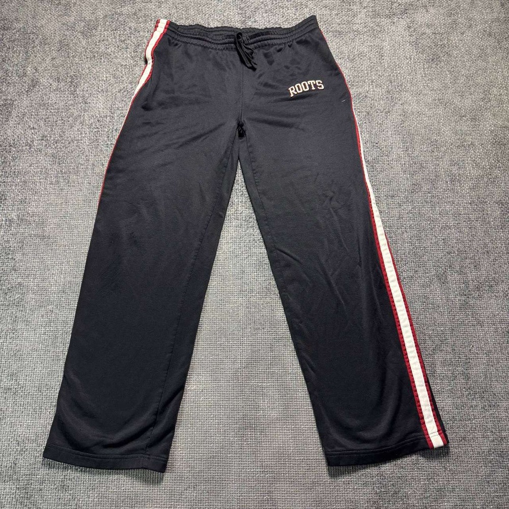 Roots Athletics vintage Track Pants Unisex Small Black Red White Stripe Joggers